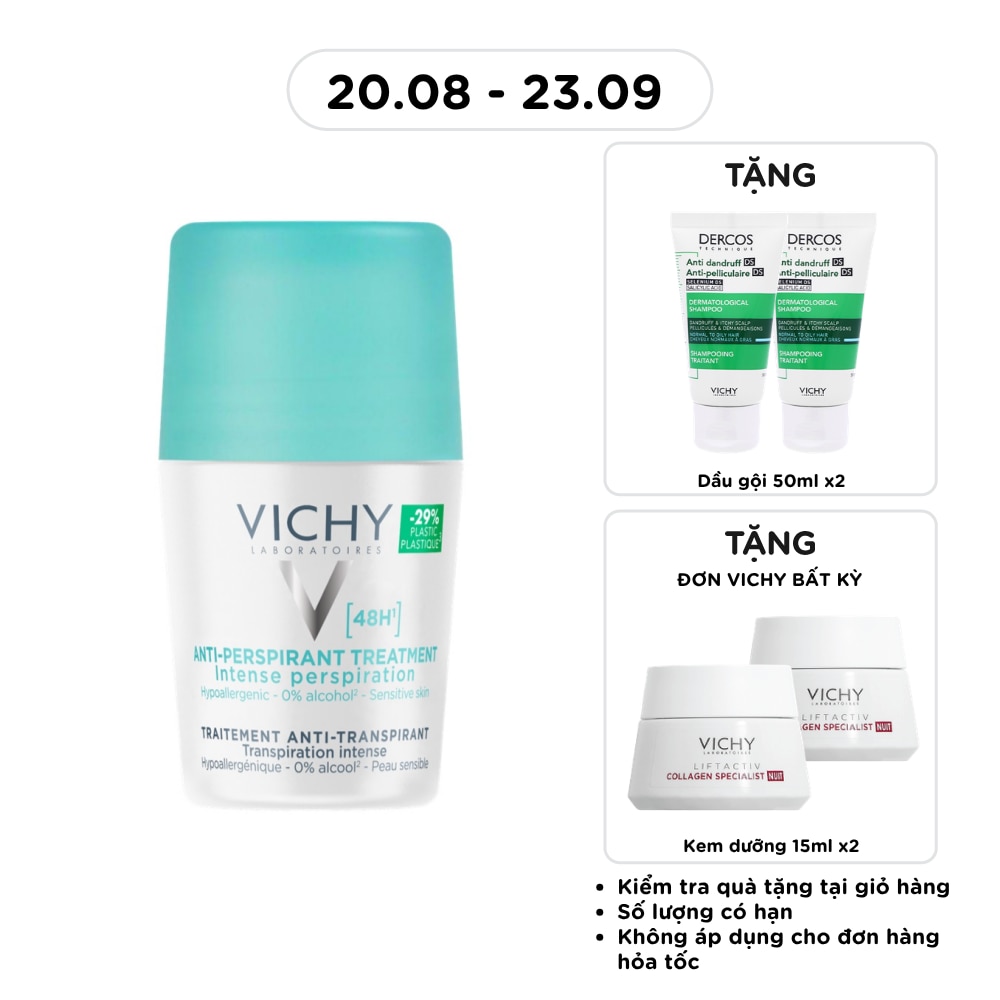 Lăn Khử Mùi Vichy Giúp Khô Thoáng Vùng Da Dưới Cánh Tay 48H 50ml image