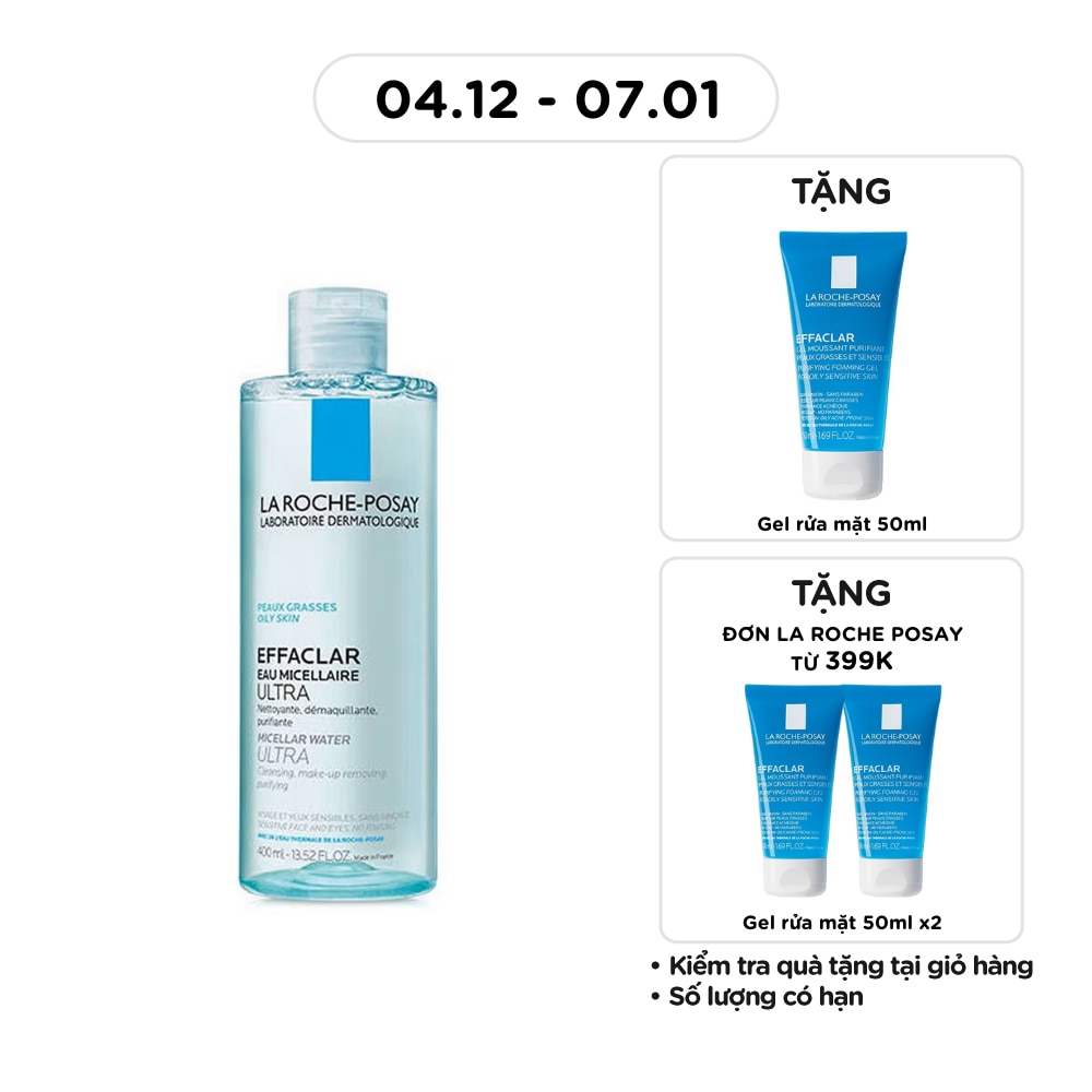 Nước Làm Sạch Sâu Và Tẩy Trang La Roche-Posay Dành Cho Da Dầu Nhạy Cảm 400ml
