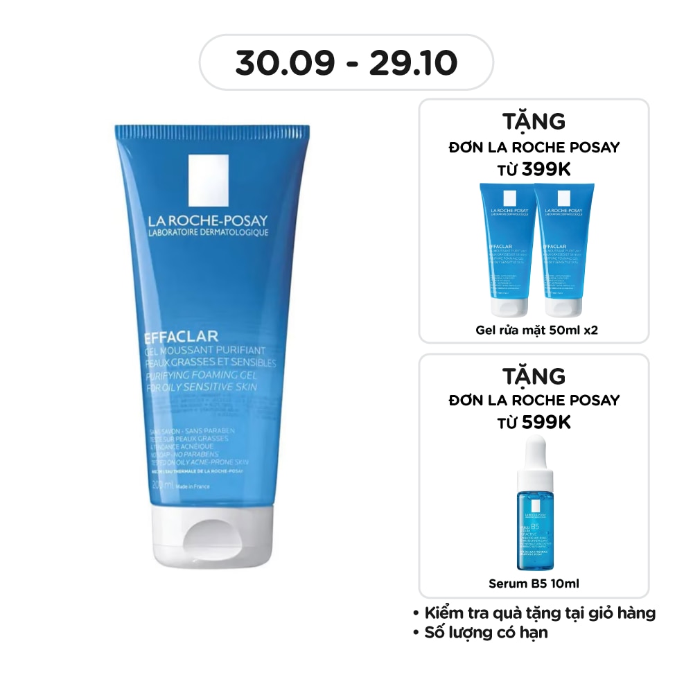 Gel Rửa Mặt Tạo Bọt La Roche-Posay Effaclar Cho Da Dầu Nhạy Cảm 200ml