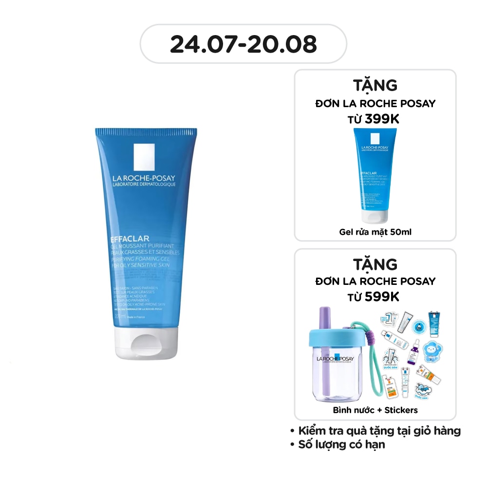 Gel Rửa Mặt Tạo Bọt La Roche-Posay Effaclar Cho Da Dầu Nhạy Cảm 200ml