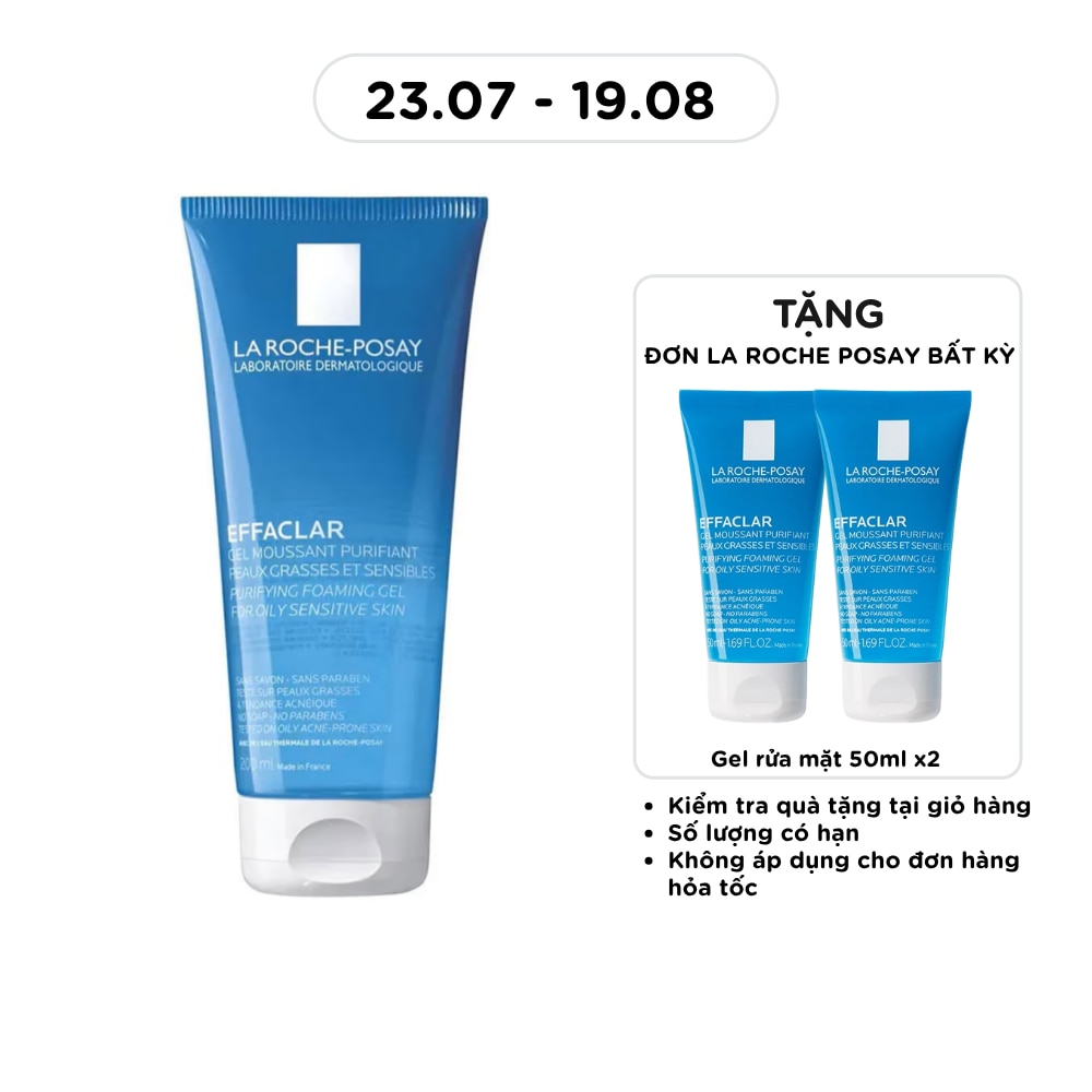 Gel Rửa Mặt Tạo Bọt La Roche-Posay Effaclar Cho Da Dầu Nhạy Cảm 200ml