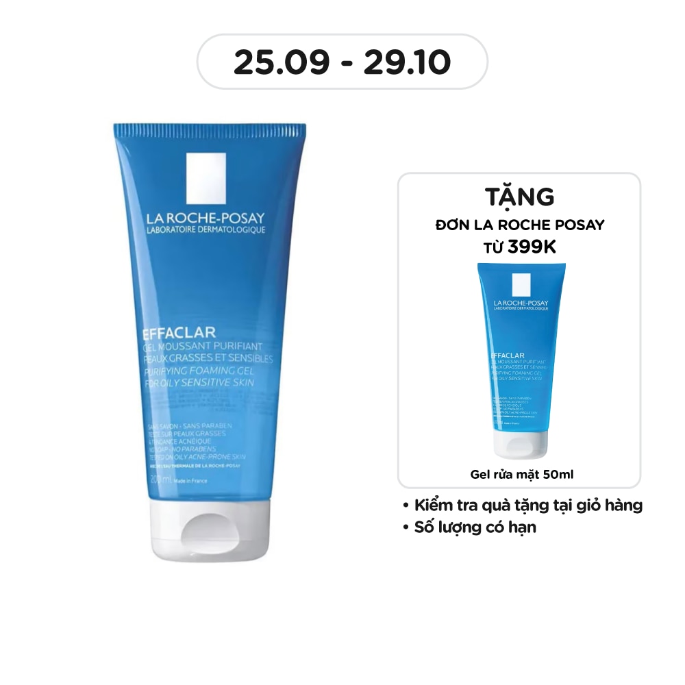 Gel Rửa Mặt Tạo Bọt La Roche-Posay Effaclar Cho Da Dầu Nhạy Cảm 200ml