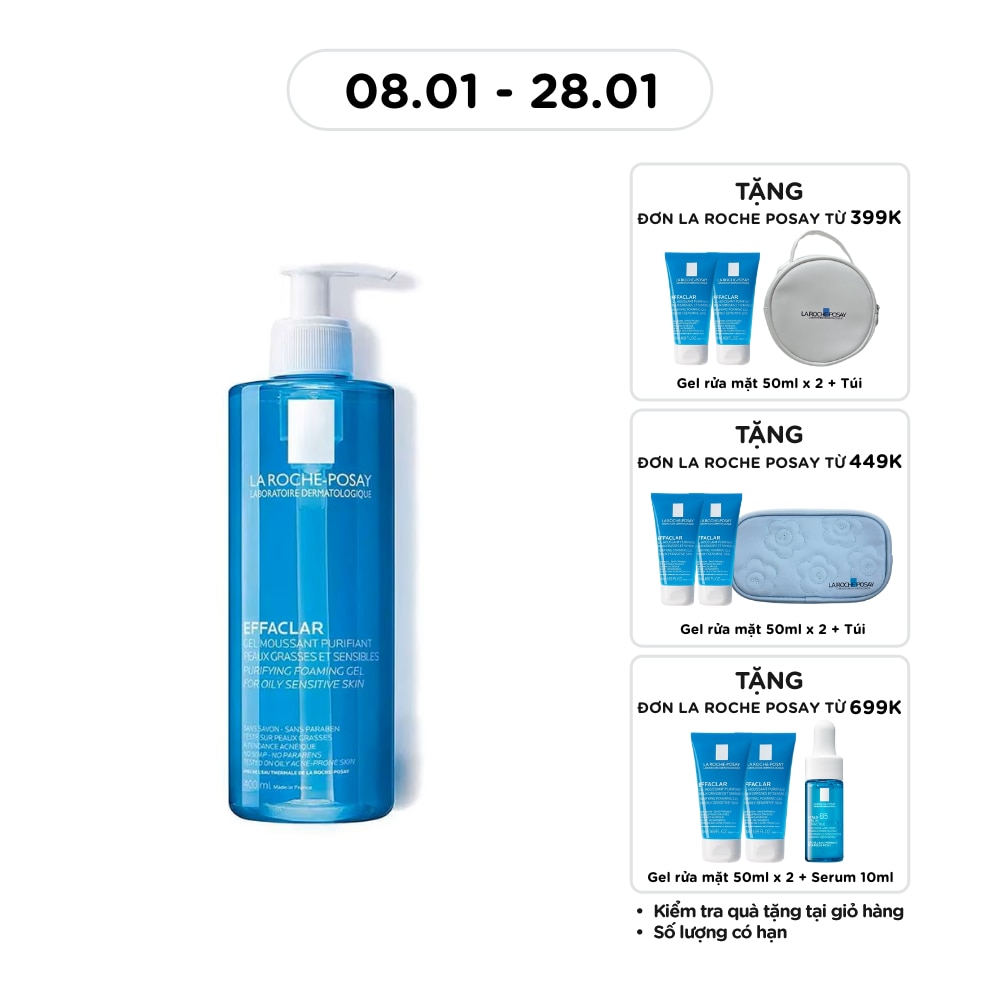 Sữa Rửa Mặt Tạo Bọt La Roche-Posay Effaclar Cho Da Dầu Nhạy Cảm 400ml