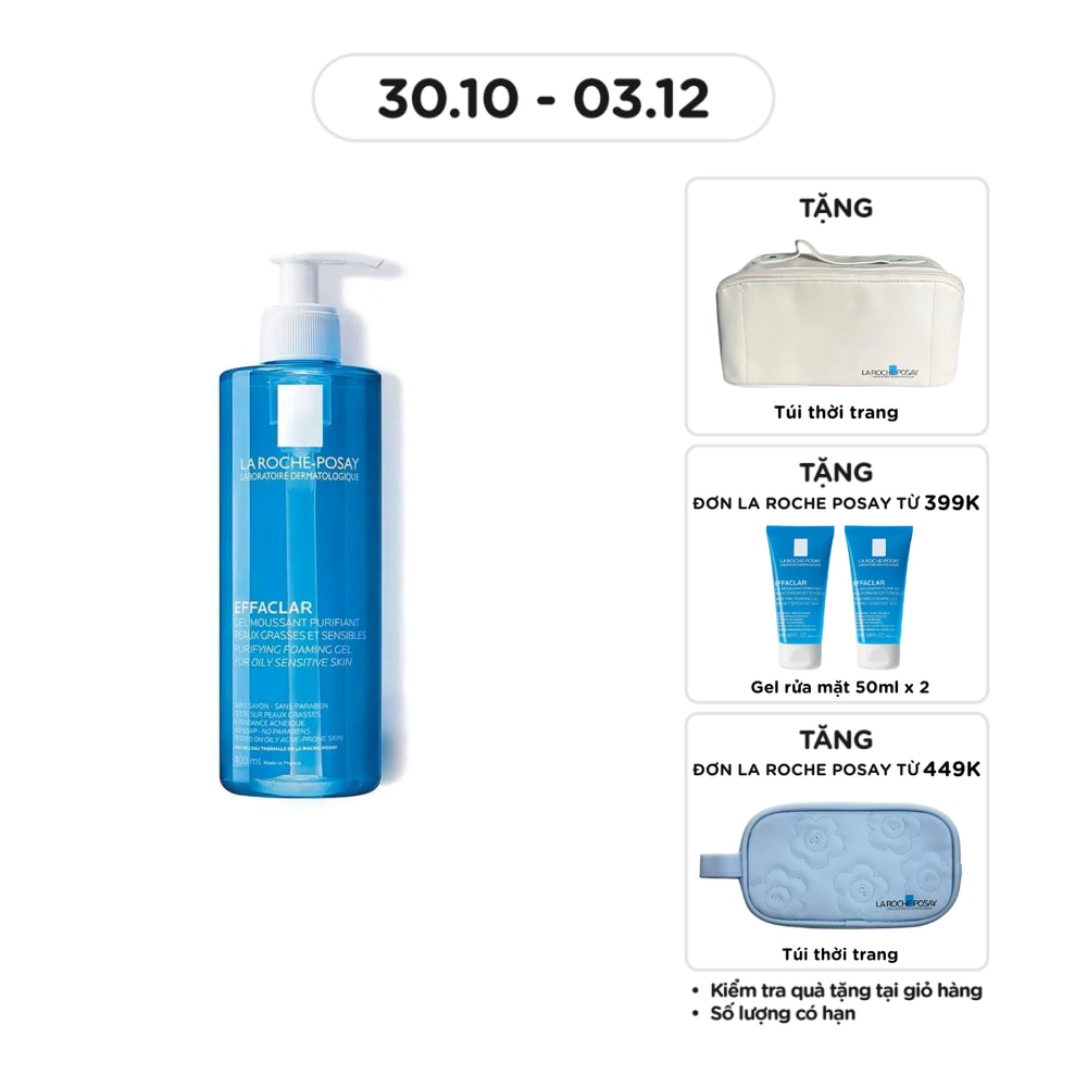Sữa Rửa Mặt Tạo Bọt La Roche-Posay Effaclar Cho Da Dầu Nhạy Cảm 400ml