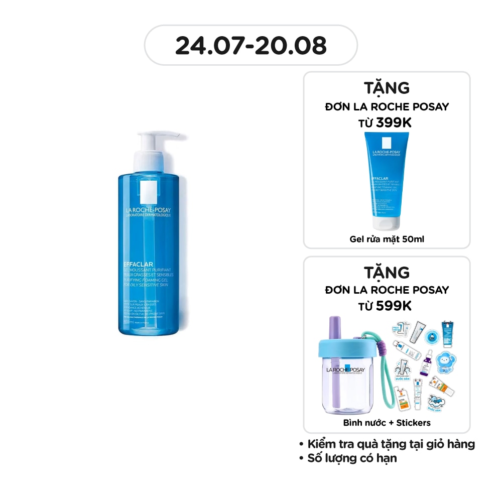 Sữa Rửa Mặt Tạo Bọt La Roche-Posay Effaclar Cho Da Dầu Nhạy Cảm 400ml