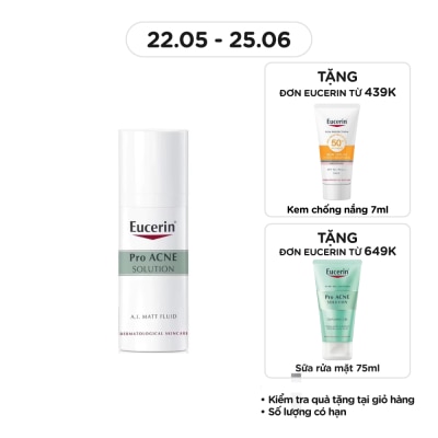 EUCERIN Kem Dưỡng Ẩm Eucerin Kiểm Soát Nhờn Và Giảm Mụn Pro Acne A.I. Matt Fluid 50ml