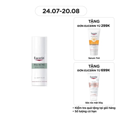 EUCERIN Kem Dưỡng Ẩm Eucerin Kiểm Soát Nhờn Và Giảm Mụn Pro Acne A.I. Matt Fluid 50ml