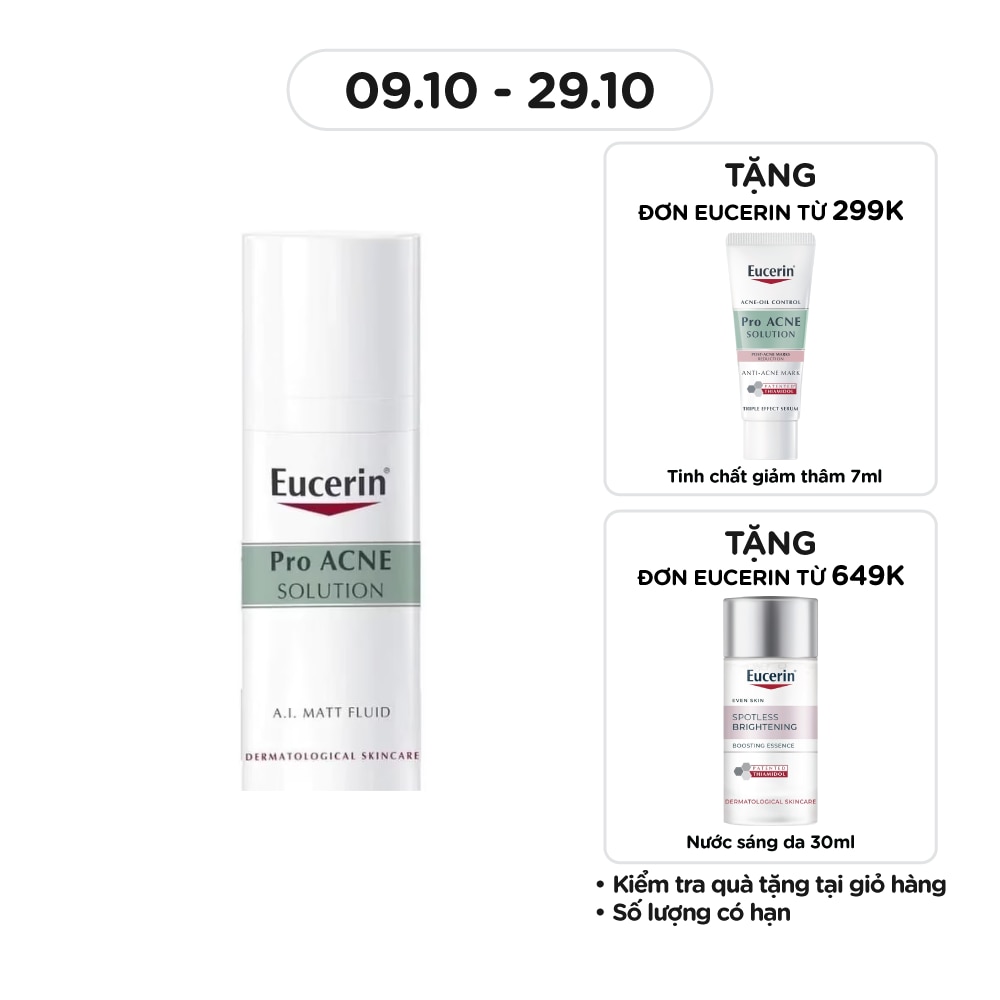 Kem Dưỡng Ẩm Eucerin Kiểm Soát Nhờn Và Giảm Mụn Pro Acne A.I. Matt Fluid 50ml