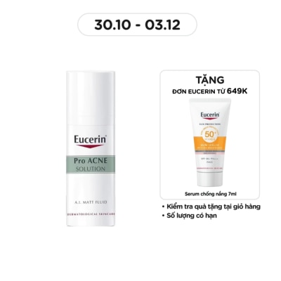 EUCERIN Kem Dưỡng Ẩm Eucerin Kiểm Soát Nhờn Và Giảm Mụn Pro Acne A.I. Matt Fluid 50ml