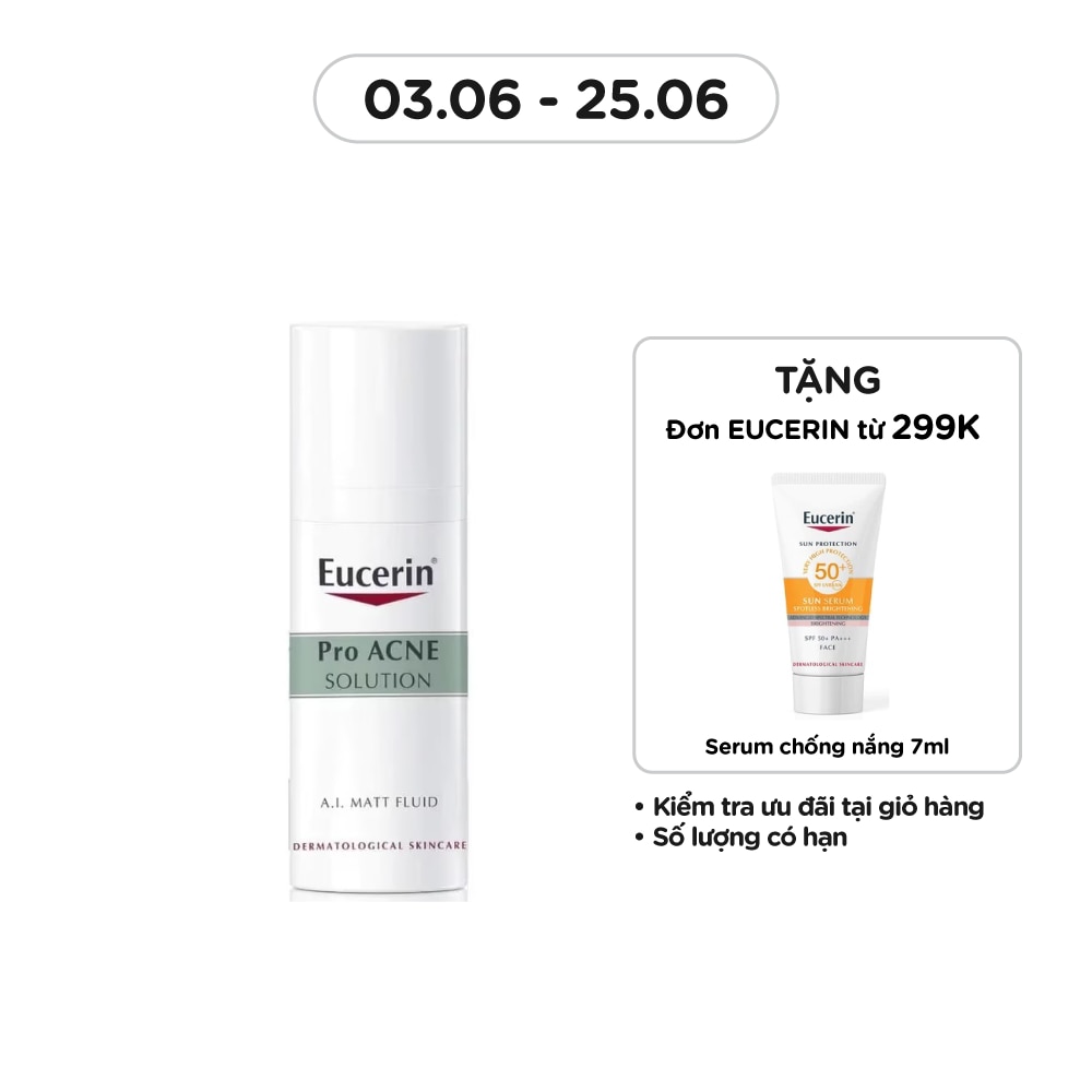 Kem Dưỡng Ẩm Eucerin Kiểm Soát Nhờn Và Giảm Mụn Pro Acne A.I. Matt Fluid 50ml