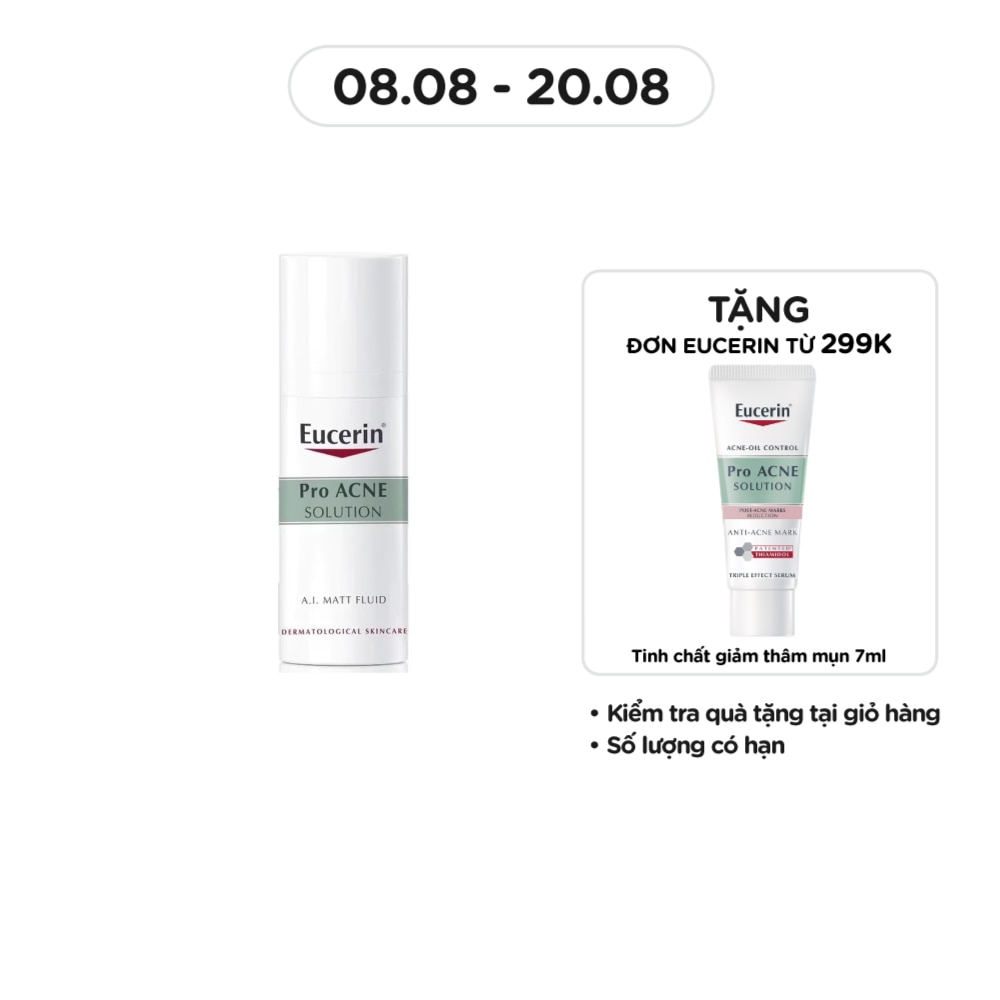 Kem Dưỡng Ẩm Eucerin Kiểm Soát Nhờn Và Giảm Mụn Pro Acne A.I. Matt Fluid 50ml
