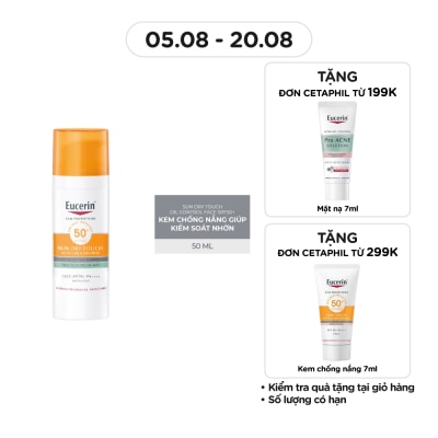 EUCERIN Kem Chống Nắng Eucerin Cho Da Nhờn Mụn Sun Dry Touch SPF50+ PA+++ 50ml