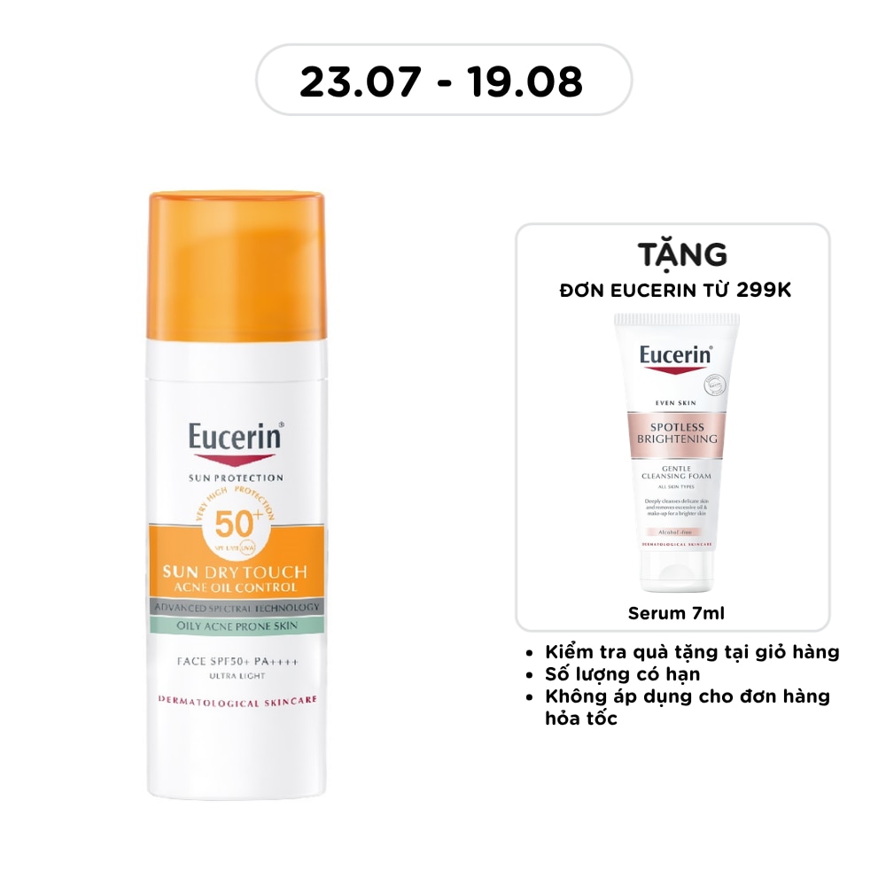 Kem Chống Nắng Eucerin Cho Da Nhờn Mụn Sun Dry Touch SPF50+ PA+++ 50ml