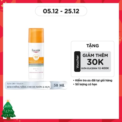 EUCERIN Kem Chống Nắng Eucerin Cho Da Nhờn Mụn Sun Dry Touch SPF50+ PA+++ 50ml