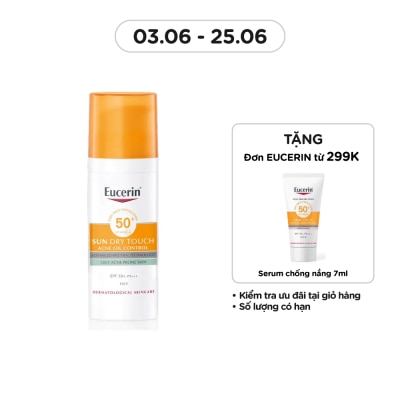 EUCERIN Kem Chống Nắng Eucerin Cho Da Nhờn Mụn Sun Dry Touch SPF50+ PA+++ 50ml