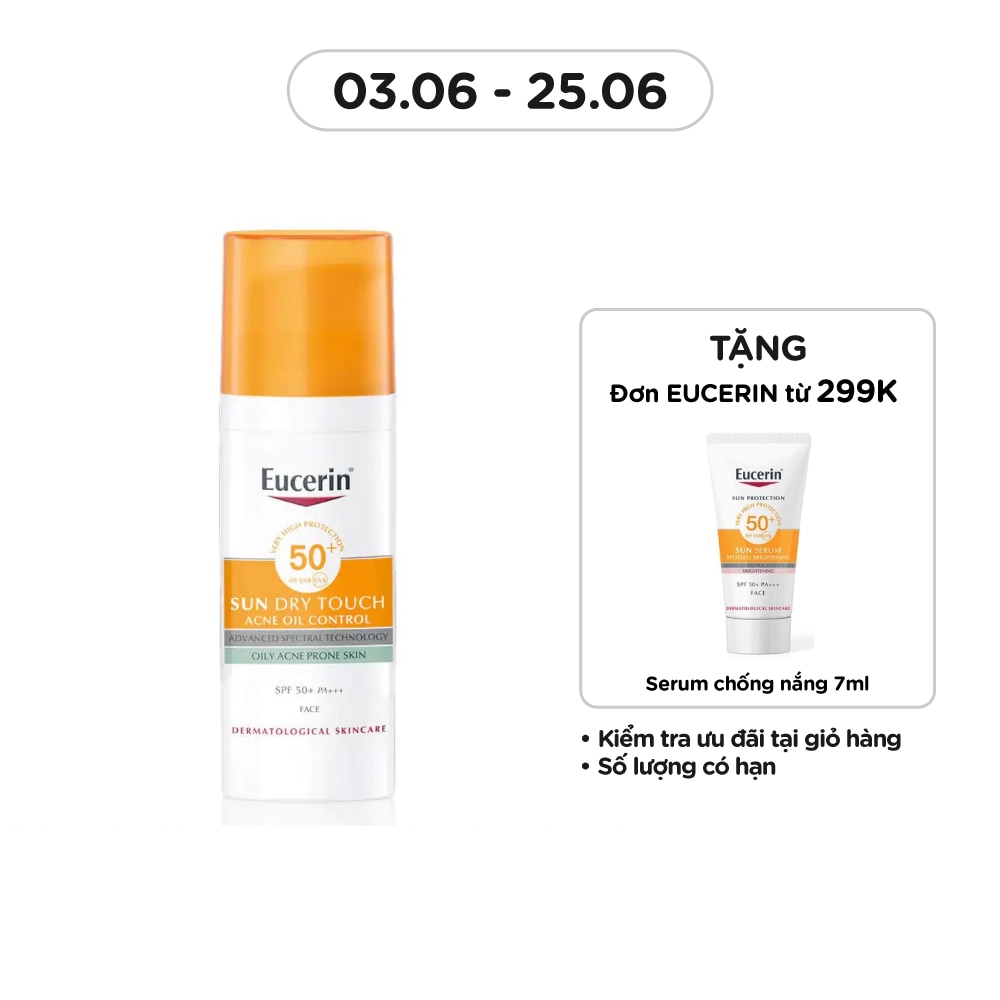 Kem Chống Nắng Eucerin Cho Da Nhờn Mụn Sun Dry Touch SPF50+ PA+++ 50ml
