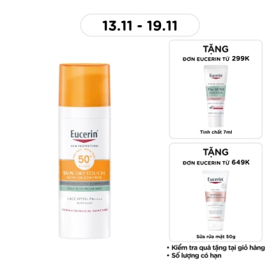 EUCERIN Kem Chống Nắng Eucerin Cho Da Nhờn Mụn Sun Dry Touch SPF50+ PA+++ 50ml