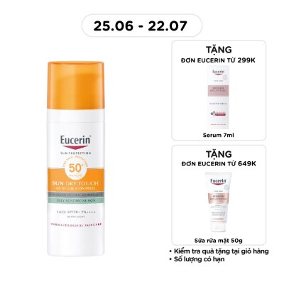 EUCERIN - Kem Chống Nắng Eucerin Cho Da Nhờn Mụn Sun Dry Touch SPF50+ PA+++ 50ml
