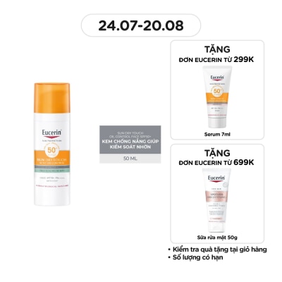 EUCERIN Kem Chống Nắng Eucerin Cho Da Nhờn Mụn Sun Dry Touch SPF50+ PA+++ 50ml