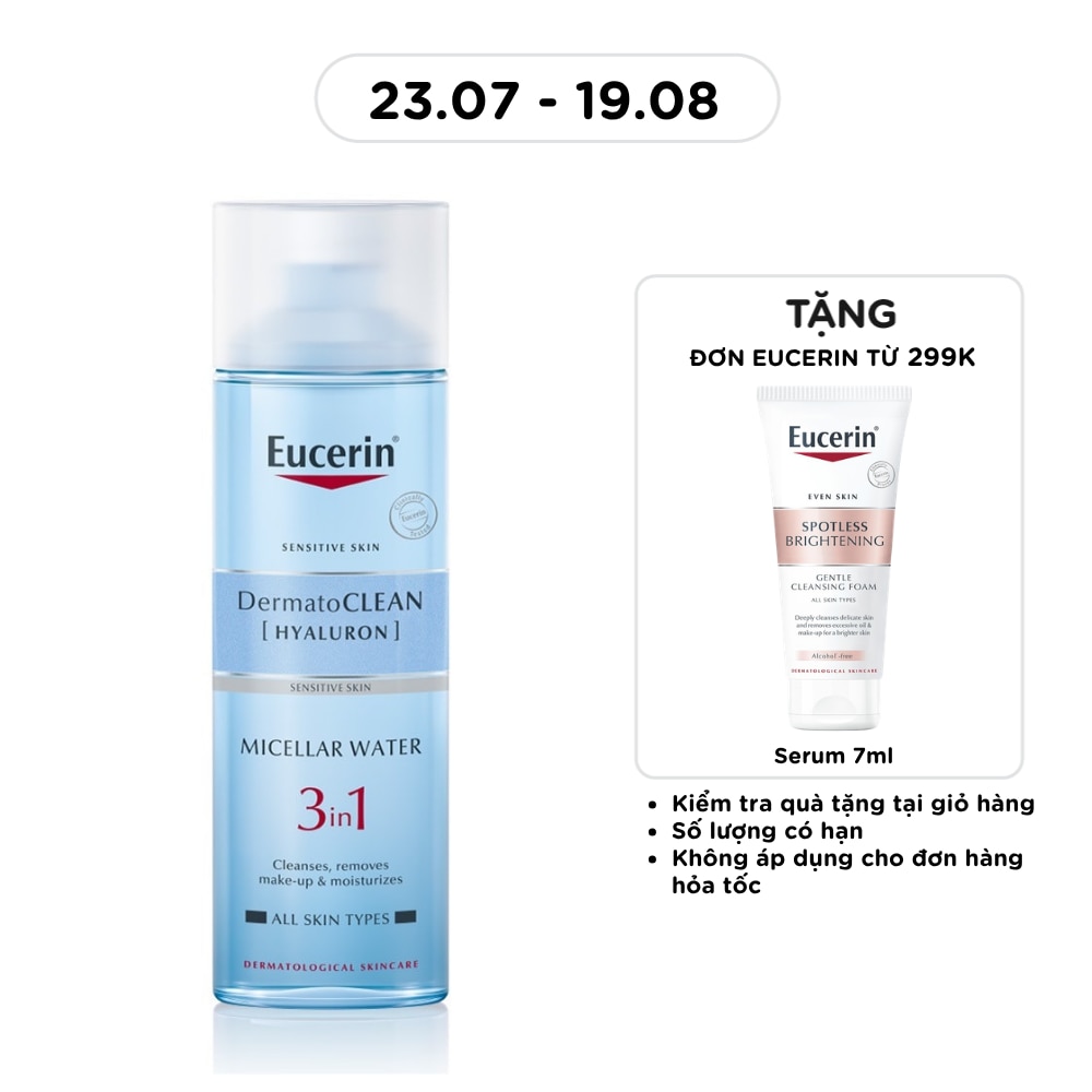 Nước Tẩy Trang Eucerin Dưỡng Ẩm Cho Da Nhạy Cảm 3 In 1 Dermatoclean Micellar Water 200ml
