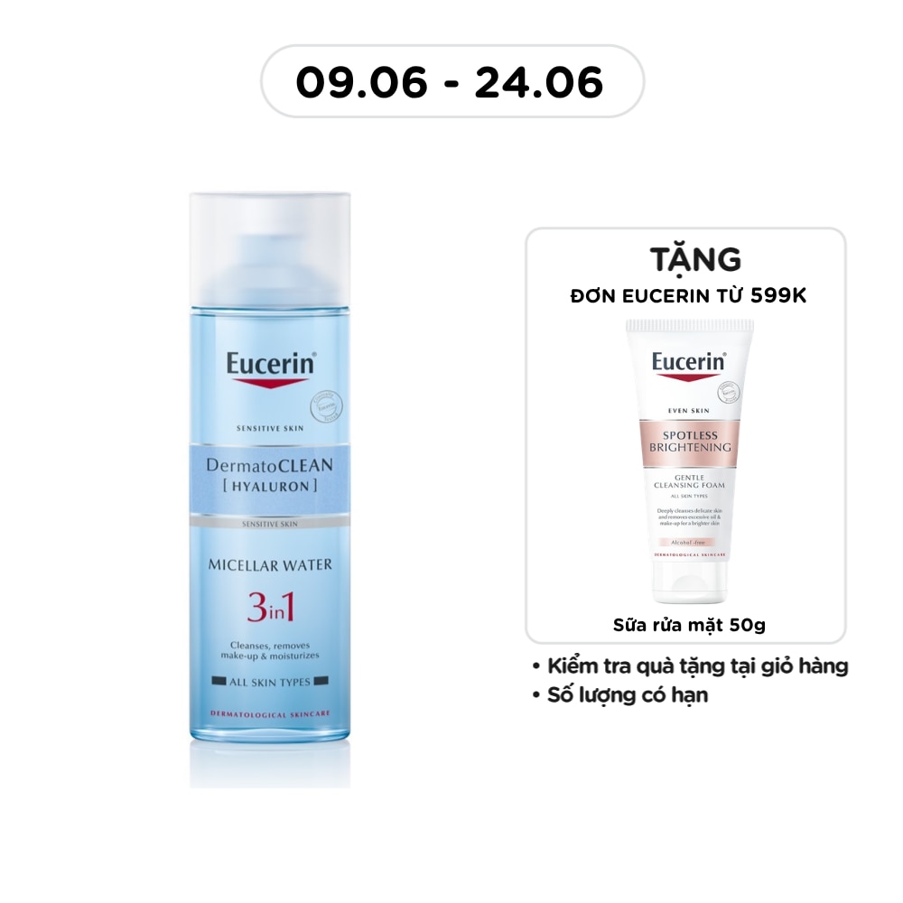 Nước Tẩy Trang Eucerin Dưỡng Ẩm Cho Da Nhạy Cảm 3 In 1 Dermatoclean Micellar Water 200ml