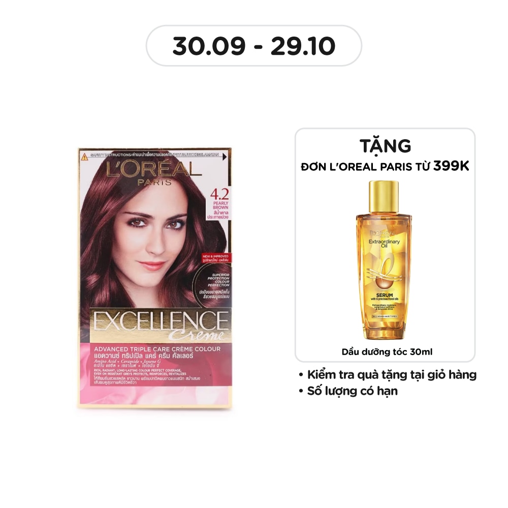 Kem Nhuộm L'Oreal Paris Haircolor Excellence 172ml.#4.2 Nâu Ánh Tím