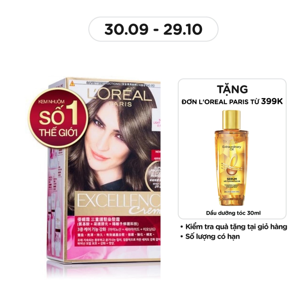 L'OREAL PARIS Kem Nhuộm L'Oreal Paris Haircolor Excellence 172ml.#5 Nâu Sáng Tự Nhiên