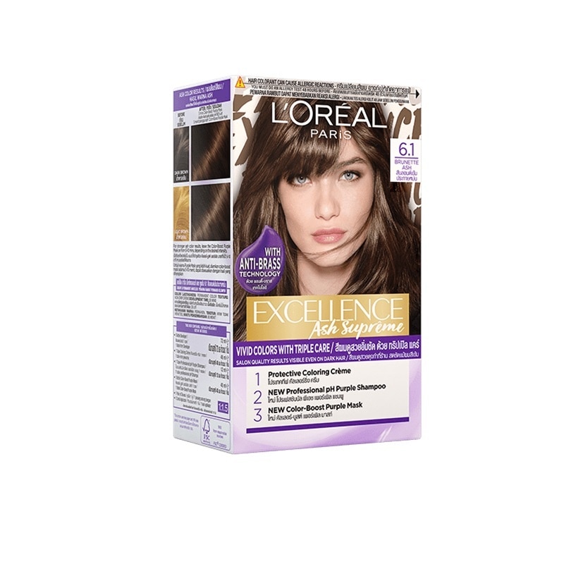 L'OREAL PARIS Kem Nhuộm L'Oreal Paris Haircolor Excellence Ash Supreme 172ml.#6.1 Nâu Khói