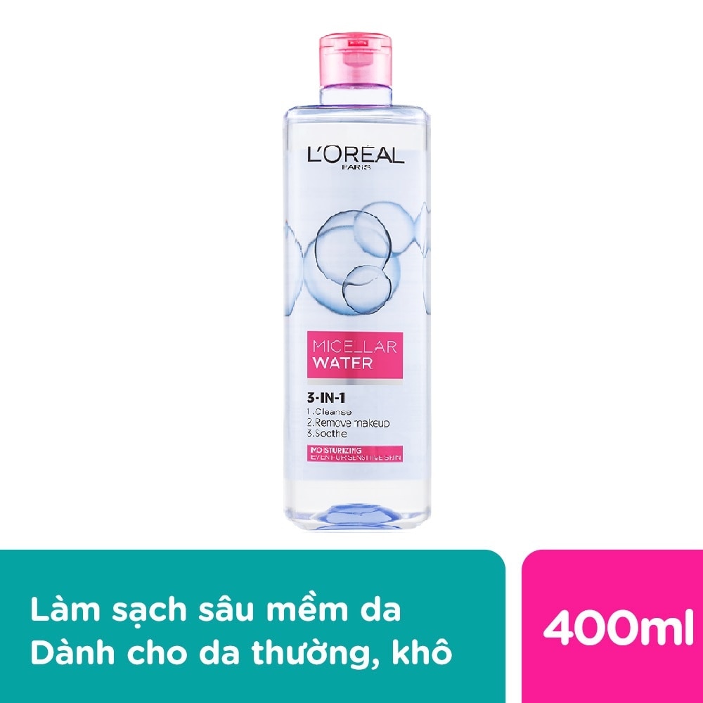 Tẩy Trang L'Oreal Paris Skincare Make Up Remover Micellar Sensitive Skin Dưỡng Ẩm 400ml