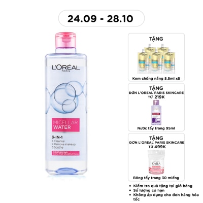 L'OREAL PARIS Tẩy Trang L'Oreal Paris Skincare Make Up Remover Micellar Sensitive Skin Dưỡng Ẩm 400ml image