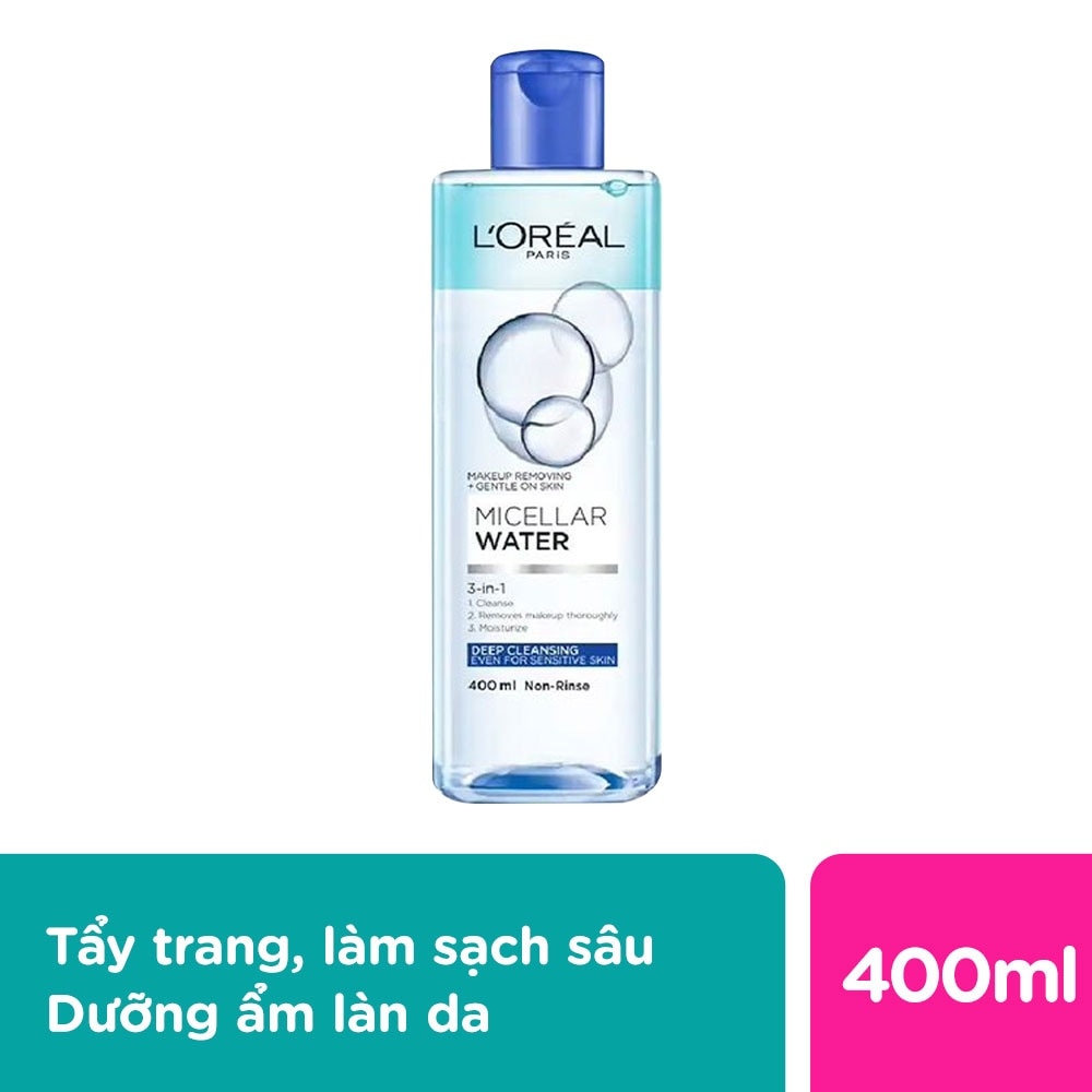 Tẩy Trang L'Oreal Paris Skincare Make Up Remover Micellar Deep Cleansing Sạch Sâu 400ml