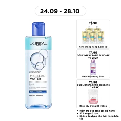 L'OREAL PARIS Tẩy Trang L'Oreal Paris Skincare Make Up Remover Micellar Deep Cleansing Sạch Sâu 400ml image