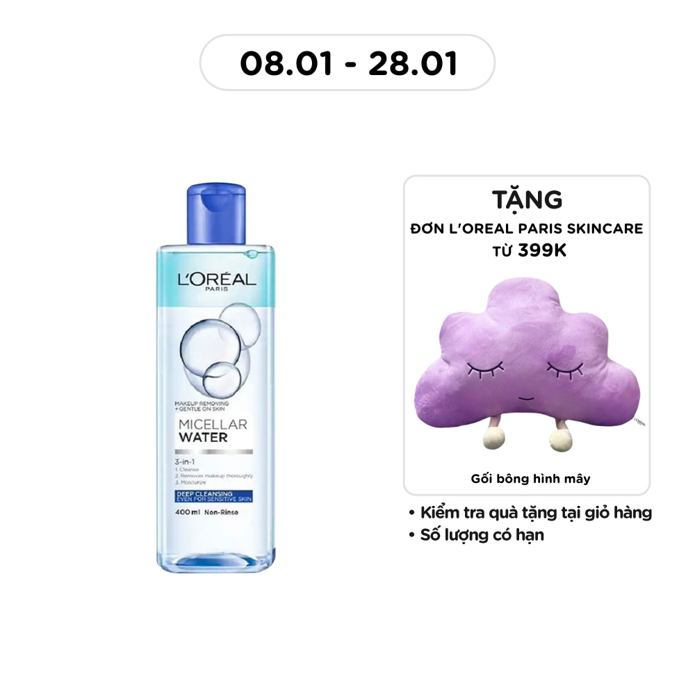 Tẩy Trang L'Oreal Paris Skincare Make Up Remover Micellar Deep Cleansing Sạch Sâu 400ml