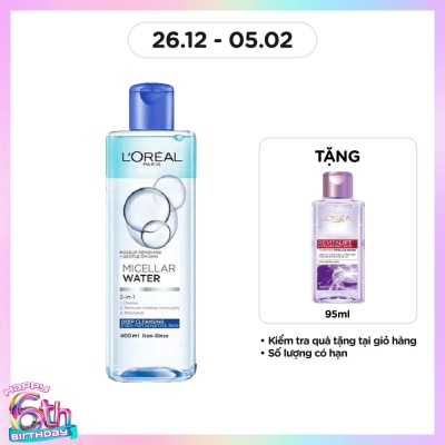 L'OREAL PARIS Tẩy Trang L'Oreal Paris Skincare Make Up Remover Micellar Deep Cleansing Sạch Sâu 400ml