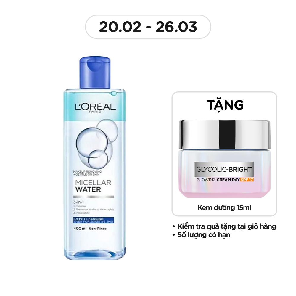 Tẩy Trang L'Oreal Paris Skincare Make Up Remover Micellar Deep Cleansing Sạch Sâu 400ml