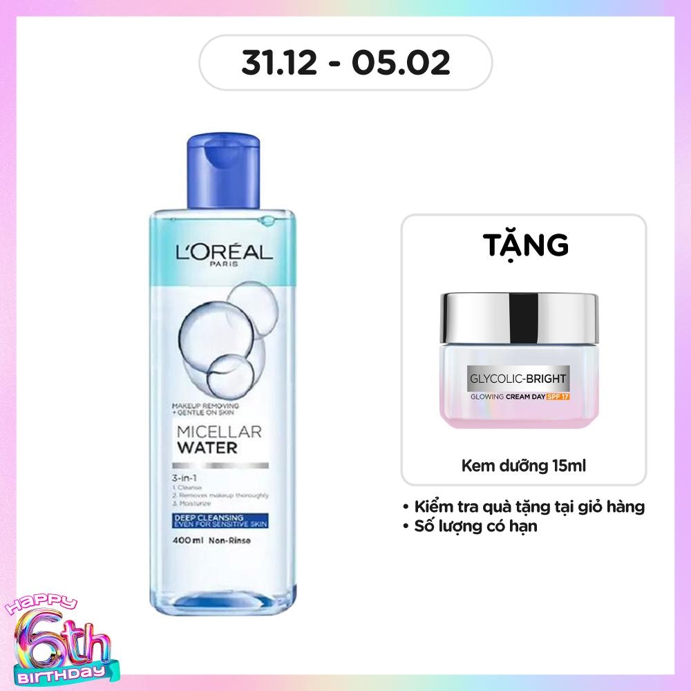 Tẩy Trang L'Oreal Paris Skincare Make Up Remover Micellar Deep Cleansing Sạch Sâu 400ml