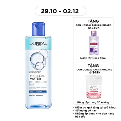 L'OREAL PARIS Tẩy Trang L'Oreal Paris Skincare Make Up Remover Micellar Deep Cleansing Sạch Sâu 400ml image