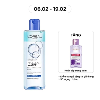 L'OREAL PARIS Tẩy Trang L'Oreal Paris Skincare Make Up Remover Micellar Deep Cleansing Sạch Sâu 400ml