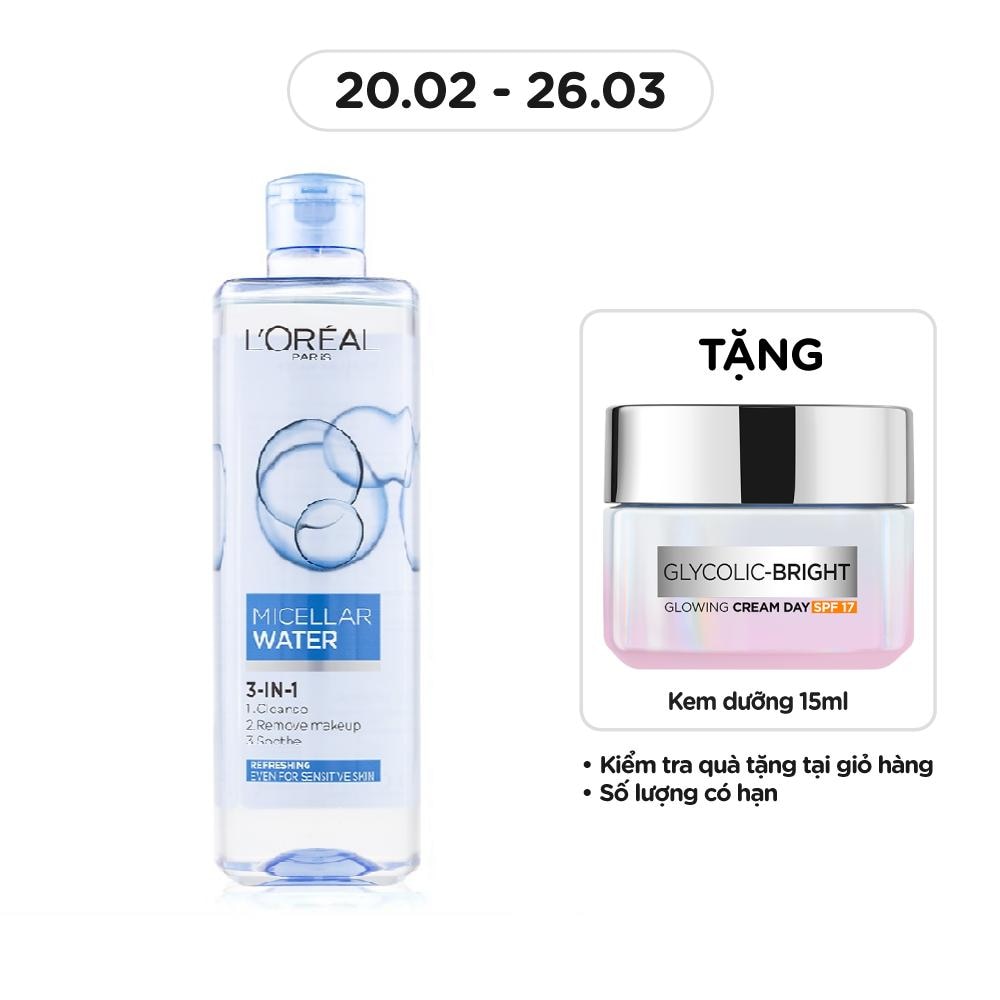 Tẩy Trang L'Oreal Paris Skincare Make Up Remover Micellar Refreshing Tươi Mát 400ml