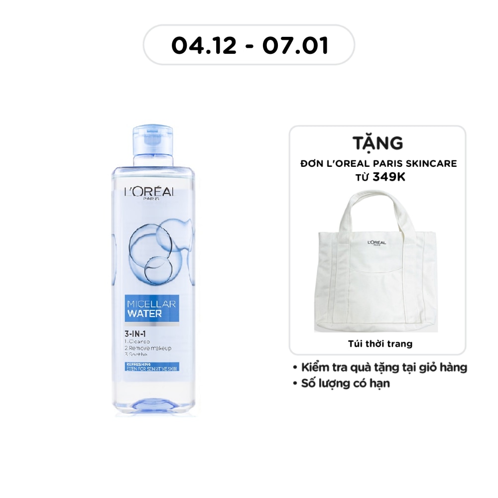 Tẩy Trang L'Oreal Paris Skincare Make Up Remover Micellar Refreshing Tươi Mát 400ml