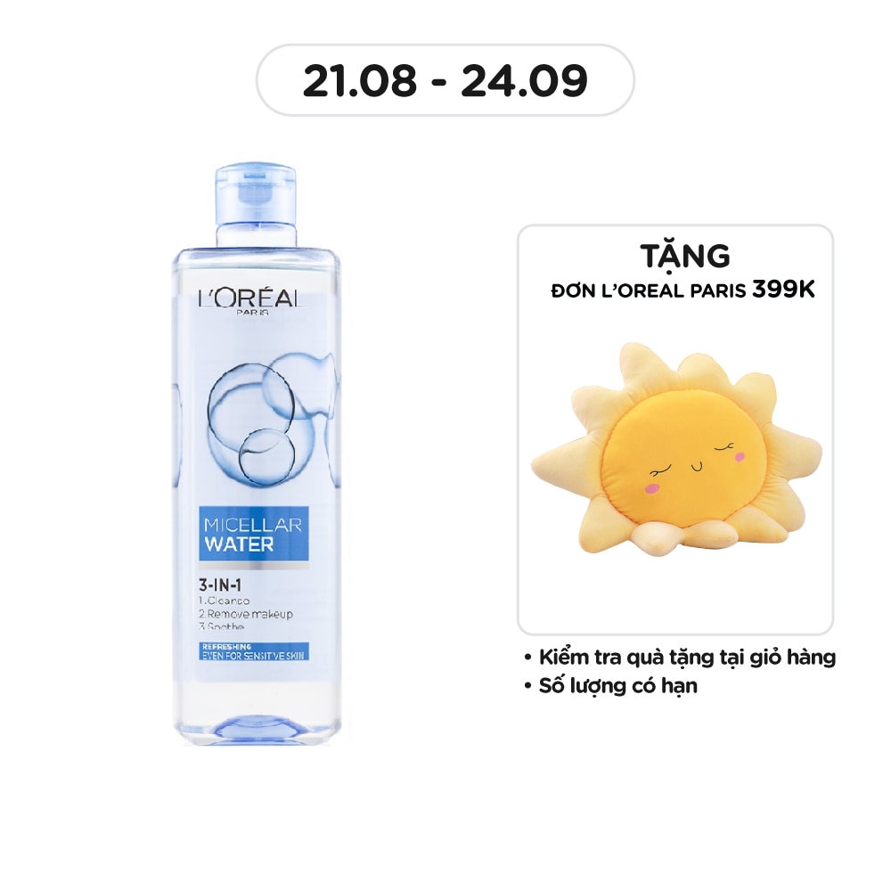 Tẩy Trang L'Oreal Paris Skincare Make Up Remover Micellar Refreshing Tươi Mát 400ml