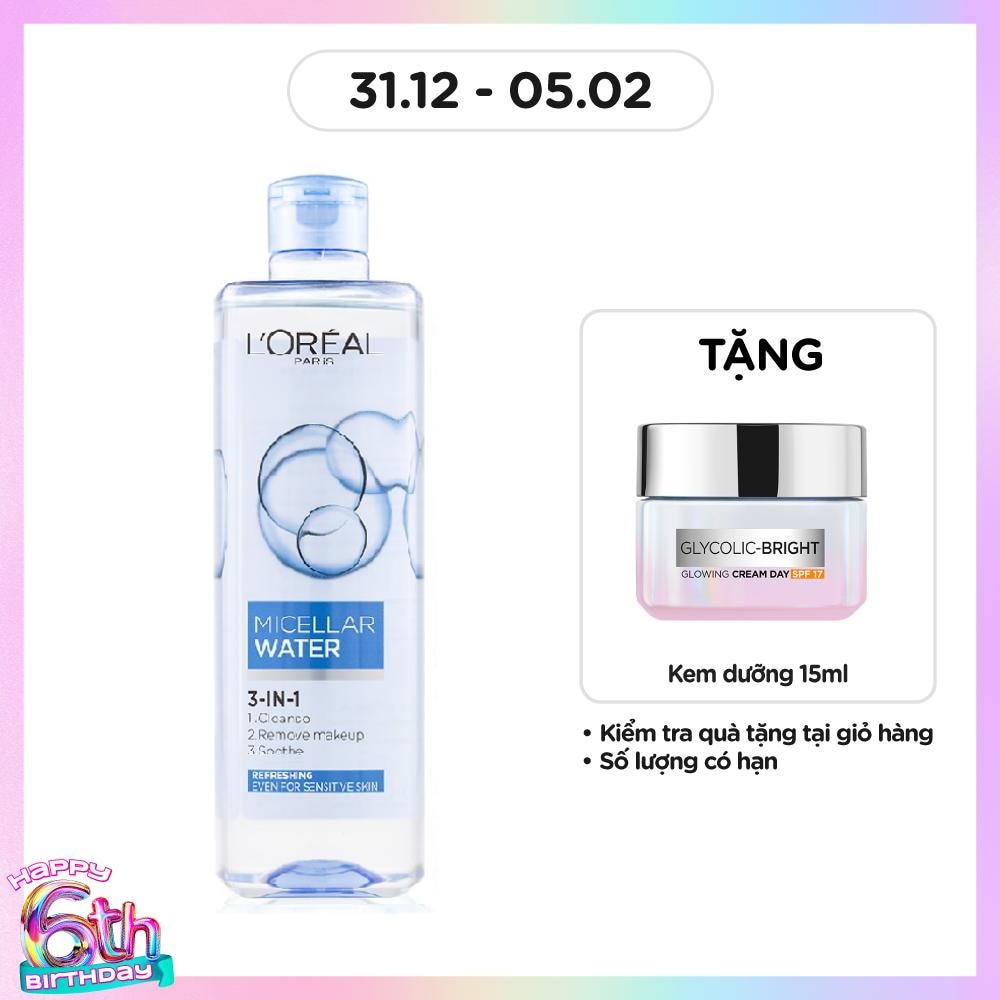 Tẩy Trang L'Oreal Paris Skincare Make Up Remover Micellar Refreshing Tươi Mát 400ml