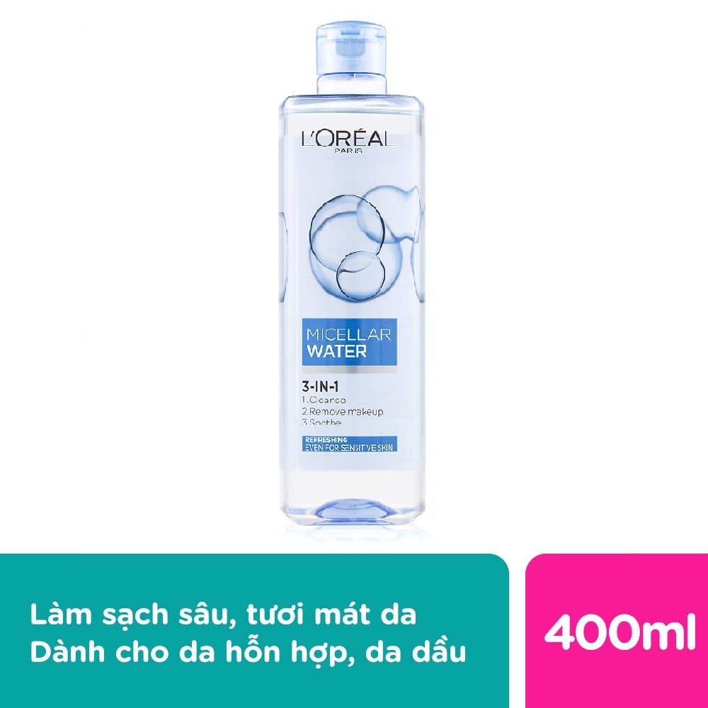 Tẩy Trang L'Oreal Paris Skincare Make Up Remover Micellar Refreshing Tươi Mát 400ml