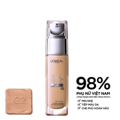 L'OREAL PARIS Kem Nền L'Oreal Paris Makeup Mịn Da True Match Liquid Foundation 30ml.#G2