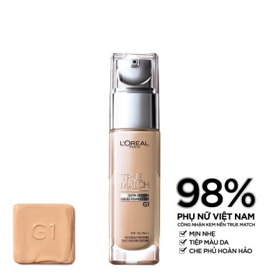 L'OREAL PARIS Kem Nền L'Oreal Paris Makeup Mịn Da True Match Liquid Foundation 30ml.#G1