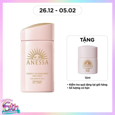 ANESSA Sữa Chống Nắng Anessa Cho Da Nhạy Cảm Perfect UV Mild Milk SPF50+/PA++++ 60ml