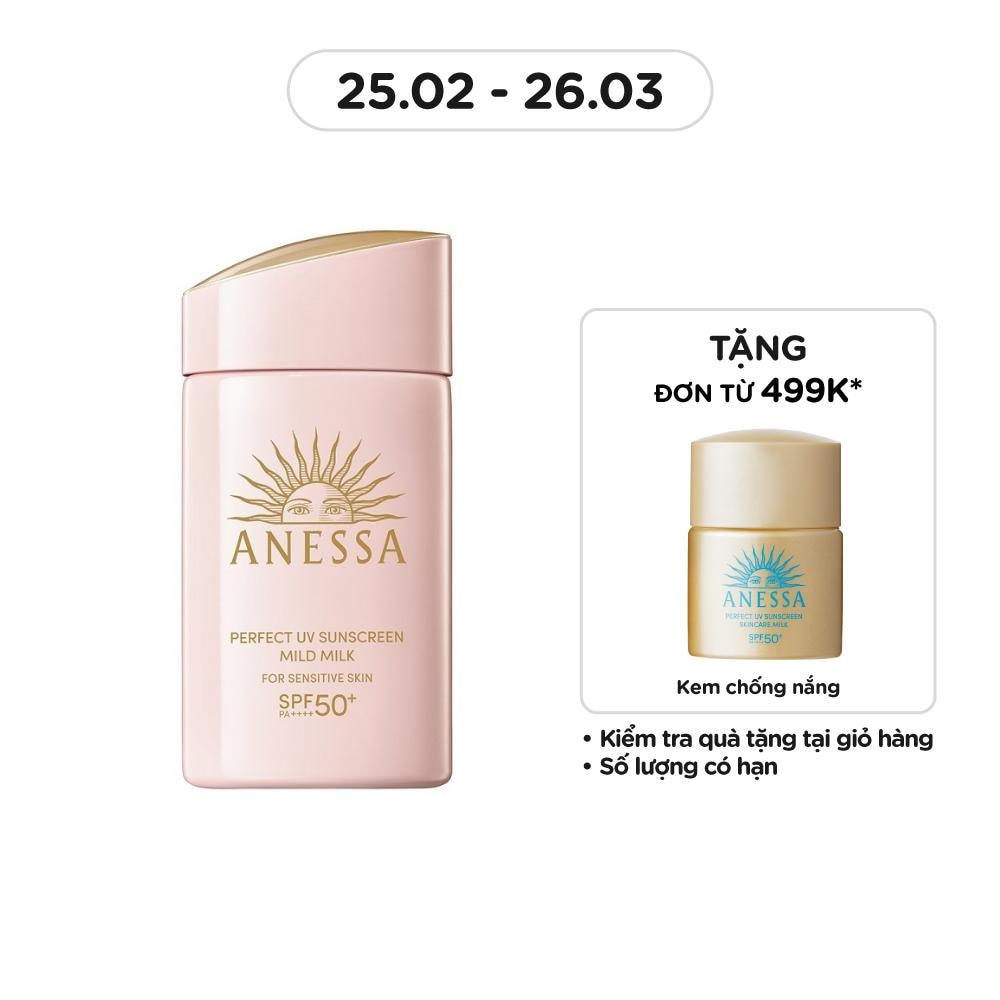 Sữa Chống Nắng Anessa Cho Da Nhạy Cảm Perfect UV Mild Milk SPF50+/PA++++ 60ml