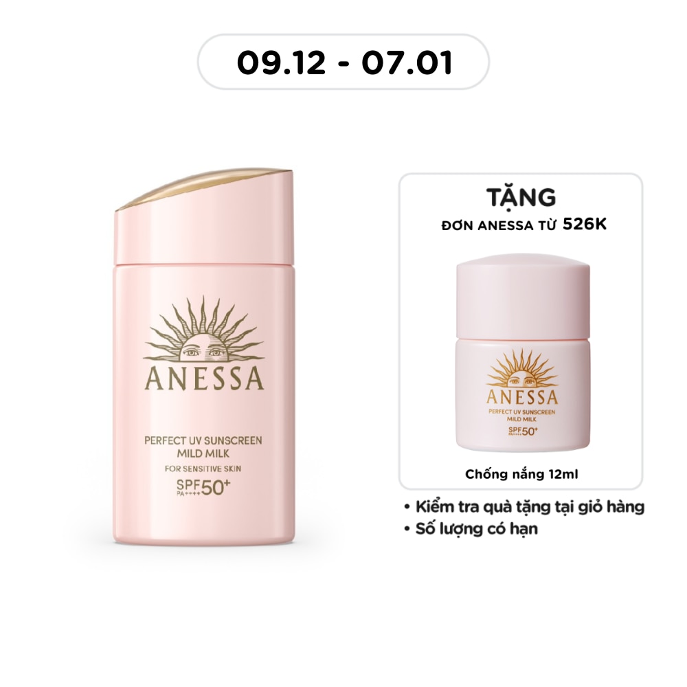 Sữa Chống Nắng Anessa Cho Da Nhạy Cảm Perfect UV Mild Milk SPF50+/PA++++ 60ml