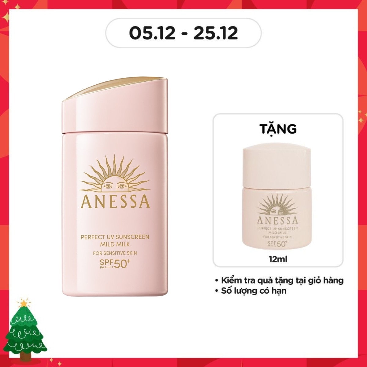 Sữa Chống Nắng Anessa Cho Da Nhạy Cảm Perfect UV Mild Milk SPF50+/PA++++ 60ml