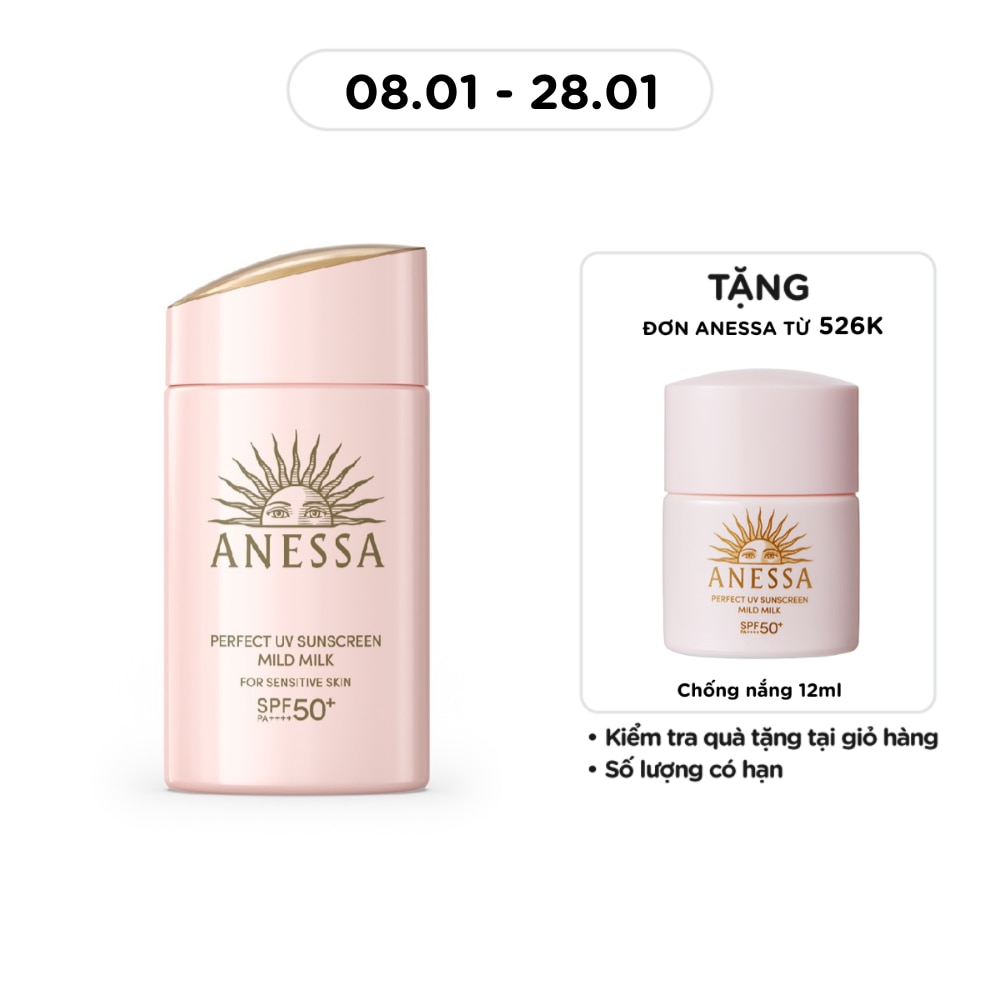 Sữa Chống Nắng Anessa Cho Da Nhạy Cảm Perfect UV Mild Milk SPF50+/PA++++ 60ml